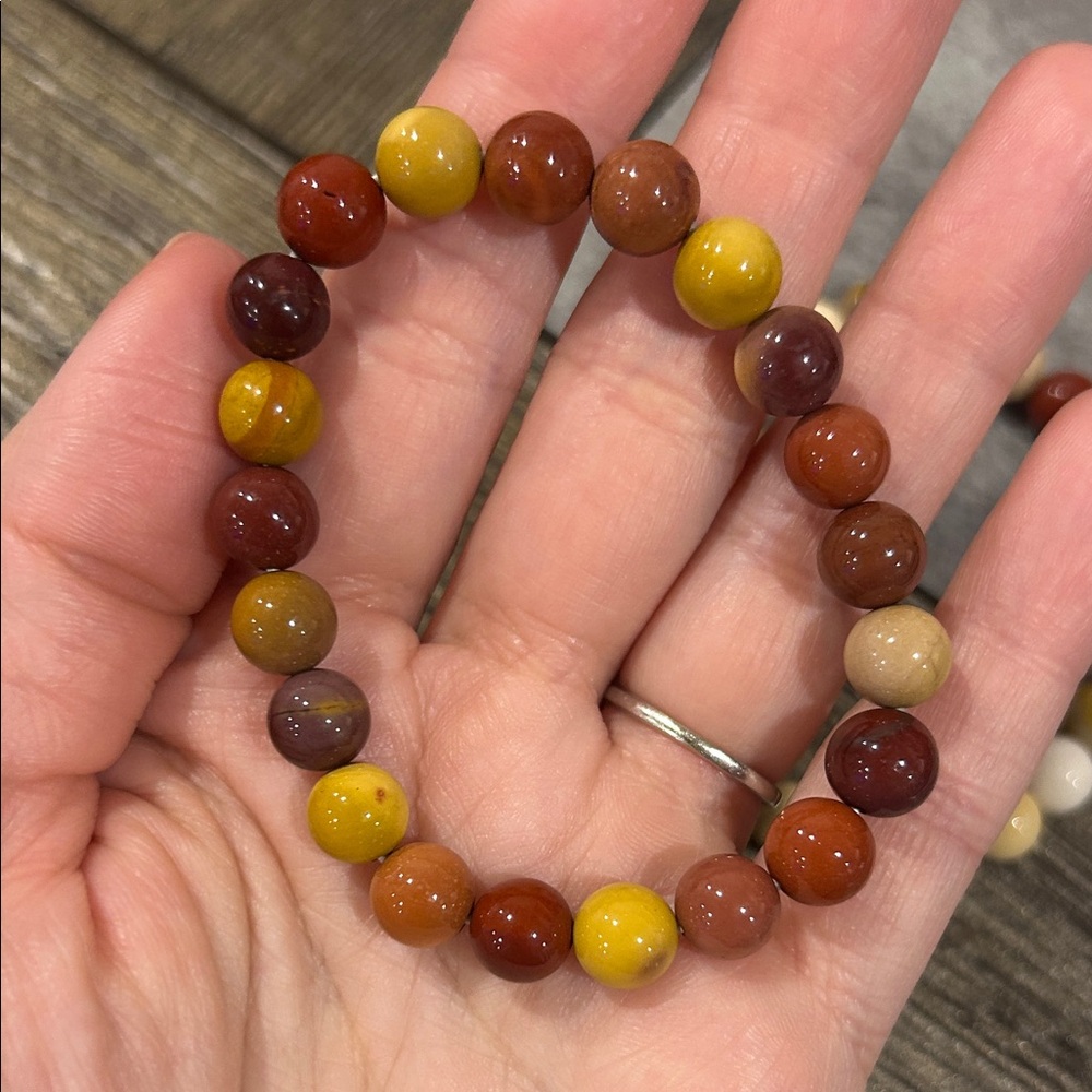 Mookaite Jasper 8mm Beaded Stretch Bracelet - price for BOTH bracelet - Picture 4 of 5